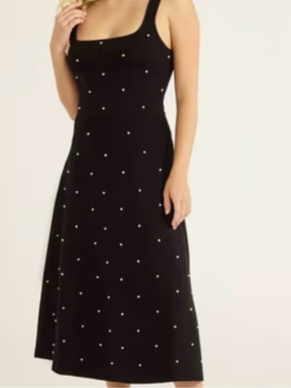 Black Sleeveless Midi Dress with Pearl Accent  new with tags